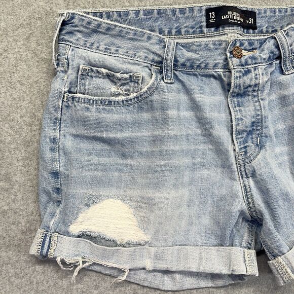 Hollister Easy Fit Boyshort Shorts Women’s 31 Low Rise Light Wash Button Fly - Picture 2 of 15